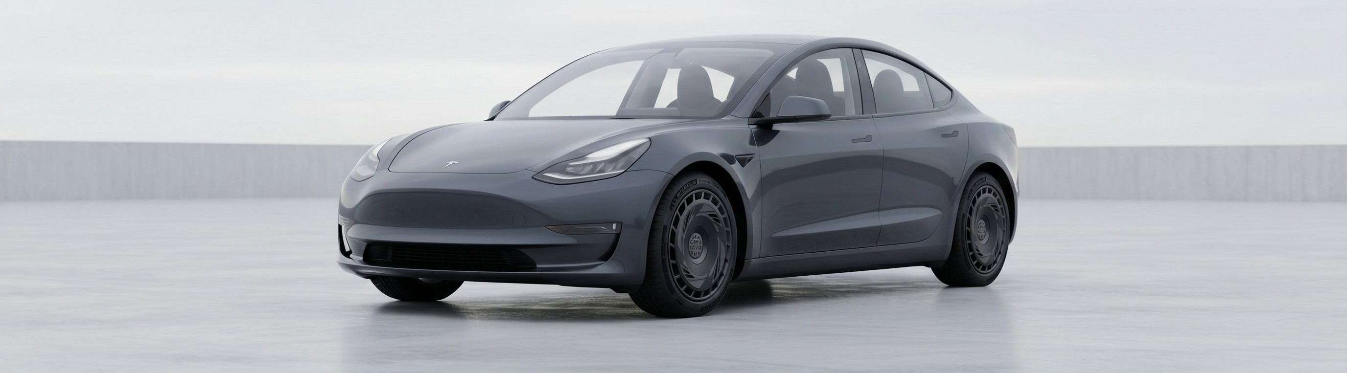Gray Tesla Model 3 with KDRT Stealth Black covers